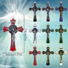 1pc Saint Benedict Cross Pendant With Colorful Enamel - Multicolor - View 2