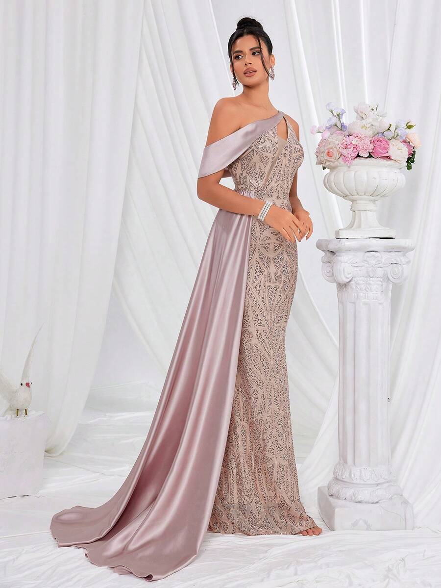 Đầm Maxi dự tiệc hở lưng không tay có chi tiết ngọc trai gợi cảm thanh lịch dành cho nữ - Rượu sâm banh - Xem 1
