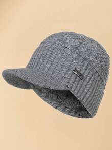 JZML 1pc Men Letter Decor Plush Lined Hat