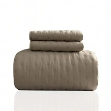 3 Piece Bedspread Embossed Pattern For All Season 220 X 240CM Soft Microfiber Reversible Patchwork Beddings Set Luxury Quilted Bed Throw For Bedroom Decor Reversible Coverlet - Brown - View 5