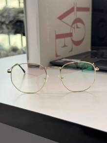 Unisex 2 In 1 Clip-On Hexagonal Glasses Frame Polarized Lens - 金色 - 查看 5