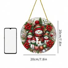 1/2pcs Acrylic Snowman Family Sun Catcher, Colorful Round Wreath Window Hanging Decor For Yard, Garden, Bedroom, Office, Christmas Gift, 2D - multicolor - View 6