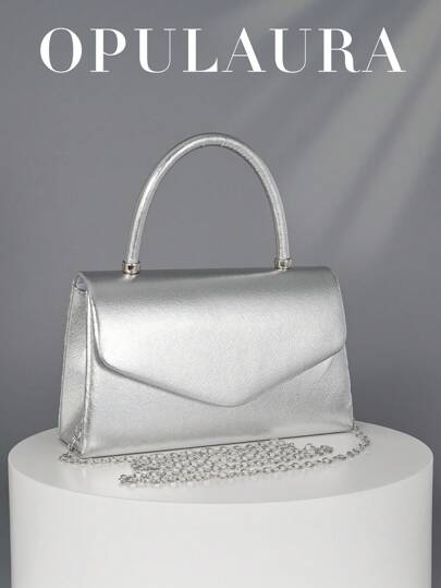 OpulAura 女士优质皮革翻盖手提包晚宴手拿包 - 奢华金属漆皮正装包，适合晚会、派对、舞会、生日 - 优雅手拿包，适合正式场合、派对、婚礼
