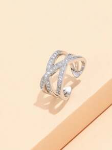 方晶鋯石裝飾開口戒指 - 綠色 - 查看 2