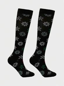 Unisex Christmas Pattern Athletic Compression Socks, Suitable For Running, Cycling And Hiking - Multicolor - View 11