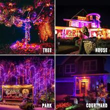 JMEXSUSS Halloween Decoration Lights, 200 LED Orange Purple Halloween Lights Clear Wire, 11 Modes Connectable Halloween String Lights Indoor Outdoor Plug In For Halloween Tree Decorations - 紫色到橙色 - 查看 8