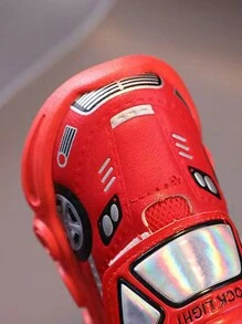 儿童/幼儿男孩美式新款卡通 LED 灯皮革时尚休闲跑步运动鞋，2025 年 - 紅色 - 查看 6