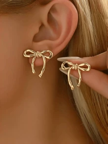 1 par de pendientes de aro de lazo dorado, estilo bohemio elegante, pendientes de moda para mujer, aptos para uso diario