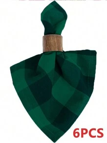 2/6/12 件装格子方形桌布适用于圣诞派对宴会餐桌装饰