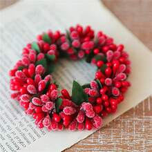 1pc Candlestick Wreath - Artificial Red Berries Candle Rings For Pillars Centerpiece Wreath Holder, Suitable For New Year Wedding Table Decoration, Table Decoration,Centerpieces,Artificial Flowers,Plastic Flowers - Multicolor - View 3