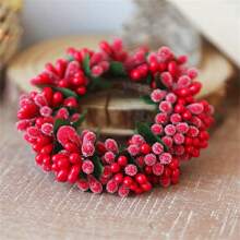 1pc Candlestick Wreath - Artificial Red Berries Candle Rings For Pillars Centerpiece Wreath Holder, Suitable For New Year Wedding Table Decoration, Table Decoration,Centerpieces,Artificial Flowers,Plastic Flowers - Multicolor - View 2