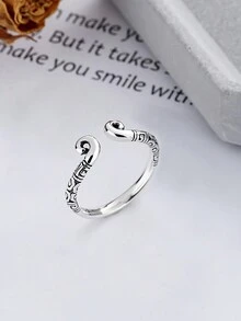 Nhẫn đôi bạc Sterling 925 màu đen huyền thoại Wukong, nhẫn vàng, nhẫn cổ điển sáng tạo có thể điều chỉnh, quà tặng hoàn hảo cho cặp đôi/chị em gái/quà kỷ niệm - Bạc - Xem 4