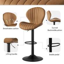 Nalupatio Bar Stools Set Of 2 Modern Swivel Bar Chairs, Barstools Counter Height With High Backrest, Easy 3-5 Minute Assembly For Bar, Kitchen, Dining Room Brown - 棕色 - 查看 5
