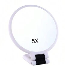 Portable Travel Mirror - 5X Magnifying Folding Cosmetic Mirror - Desktop Makeup Mirror - For Check Your Makeup - White - View 2
