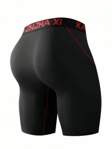 6 piezas Ropa interior larga de unicolor para hombres, bóxer con cintura de colores contrastantes, versátil y cómodo para hacer deporte y evitar roce