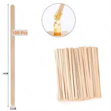 Set de 100 piezas de palitos de cera - Juego de 5 tamaños de palitos de madera para depilación corporal, aplicadores y espátulas, productos y accesorios para el cabello para barbería, salón de belleza y artículos esenciales de viaje - Caqui - Ver 10