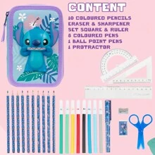 Disney Filled Pencil Case Stationery School Supplies Colouring Pencils Markers Gift - Pink - View 6