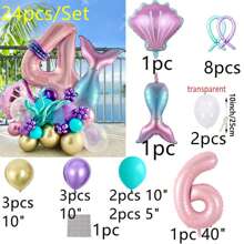 Cross-Border New 40-Inch Large Pink Mermaid & Shell Themed 0-9 Foil Number Balloon Set, Birthday, New Year, Anniversary Party Decoration Back To School Valentine Day - Multicolor - View 9