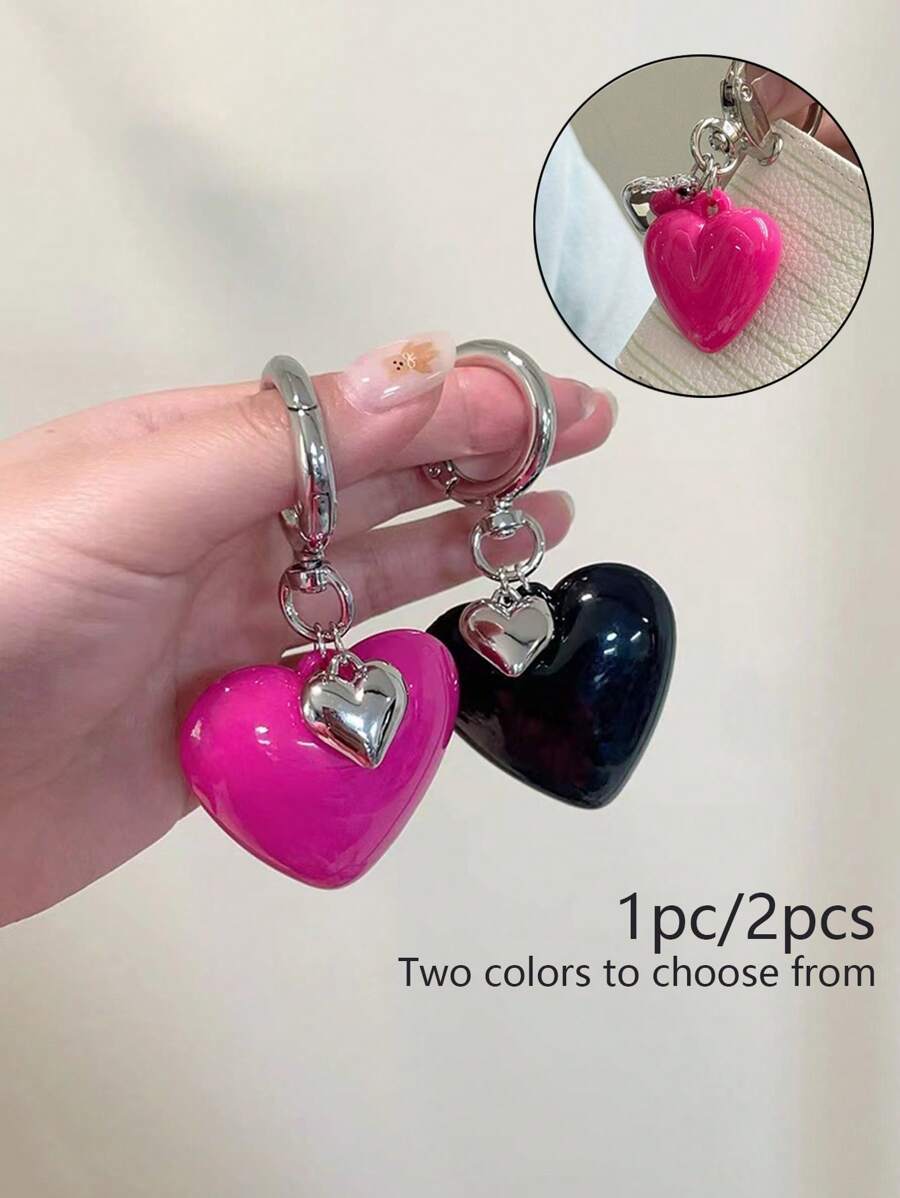 1 件/2 件女士简约创意大心形汽车钥匙扣吊坠、耳机支架、零钱包或包包配件、优雅女士钱包钥匙扣、通用钥匙扣、汽车钥匙扣、送给家人和朋友的生日和节日礼物