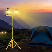 LILIIN Telescopic Tripod Floodlight, Yellow, Floodlight Construction Spotlight Tripod For LED Spotlights Halogen Spotlights, 50-150cm, - Yellow - View 9