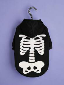 1 chiếc áo hoodie đầu lâu ngộ nghĩnh phong cách Halloween/Giáng sinh Quần áo mới cho chó cưng Teddy, Pomeranian, mèo trực tiếp từ nhà máy - màu đen - Xem 3