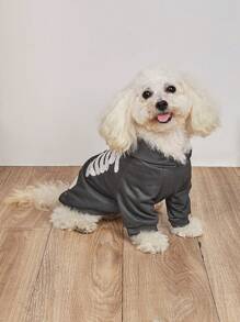 1 chiếc áo hoodie đầu lâu ngộ nghĩnh phong cách Halloween/Giáng sinh Quần áo mới cho chó cưng Teddy, Pomeranian, mèo trực tiếp từ nhà máy - màu đen - Xem 5