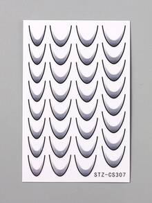 2 件渐变法式美甲贴纸黑色粉色自粘贴花图案指甲贴指南 DIY 装饰模板美甲工具 - 彩色 - 查看 7