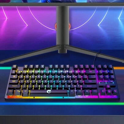 K87 Wired Mechanical Gaming Keyboard With Backlighting, Ergonomic Design For Desktop/Laptop, Mechanical Typing Feel