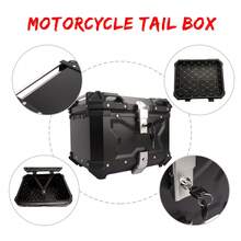 45L 55L X 形浮雕摩托车顶箱和尾箱，铝合金摩托车后箱旅行行李箱，带安全锁，快速释放底座和舒适的软垫靠背，适合存放全盔和大件物品，防水摩托车顶箱，通用摩托车配件 - 45L平面銀色 - 查看 3