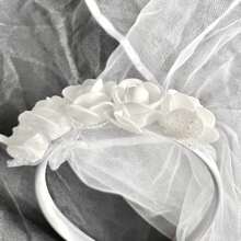 1 Bow Tiara Bridal Veil For Bachelorette Party Bride To Be - Future Bride, Lingerie Shower, Bridal Shower, Kitchen Shower, New House Shower, Farewell, Widow, Costume, Bride Costume, Countryside Party, Festa Junina, Halloween, Costume Party - Khăn che mặt cô dâu nơ Tiara - Xem 2