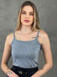 Basic Tank Top Mesh Tank Top Thin Strap Tank Top With Straps - Màu Xám nhạt - Xem 1