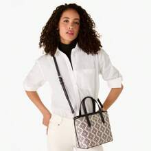 Kate Spade 女士手提包顶部手柄单肩包托特包手提包工作包带有标志性黑桃花时尚可爱工作手提包 KH425001 - 灰色 - 查看 2