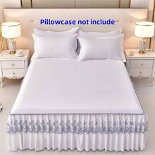 1 件重磅纯色褶皱蕾丝床裙，四季床垫保护套，奢华蕾丝床裙让您的卧室保持优雅和温暖，适用于卧室、宿舍、酒店、Airbnb、办公室午睡、床单 - 不包括枕套