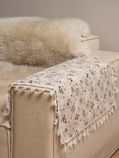 Tokoto 1 块花卉印花桌布，波西米亚现代亚麻方形桌布，适合节日装饰、派对庆典、餐厅、厨房、卧室、酒店、小桌子、橱柜、沙发、玄关，四季皆宜