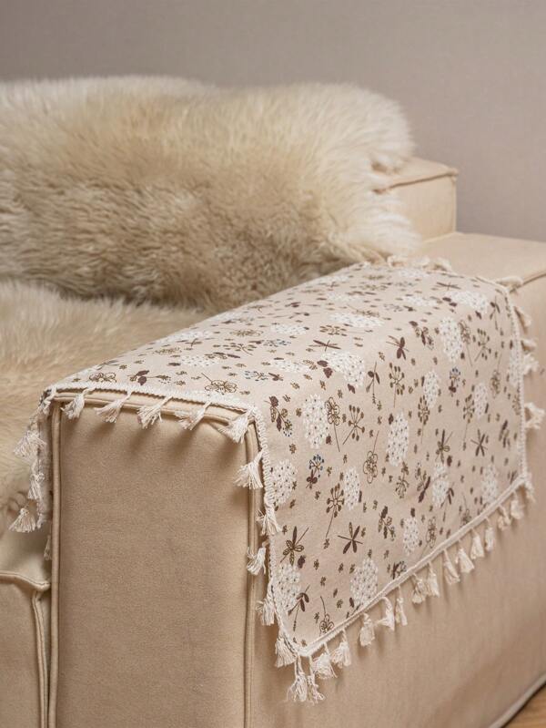 Tokoto 1 Pc Floral Printed Tablecloth, Bohemian Modern Linen Square Table Cloth, Suitable For Holiday Decoration, Party Celebration, Restaurant, Kitchen, Bedroom, Hotel, Small Tables, Cabinets, Sofas, Entryway, All Seasons