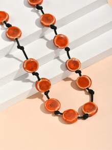 Round Decor Necklace - Yellow - View 5