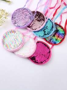 1pc Kids Cartoon Crossbody Bag, Fashion Princess Girls Plush Sequin One Shoulder Bags