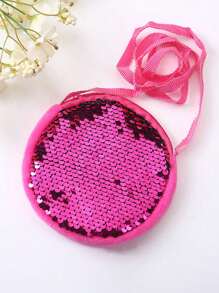 1pc Kids Cartoon Crossbody Bag, Fashion Princess Girls Plush Sequin One Shoulder Bags