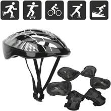 7pcs Adult Roller Skating Protection Gear Set, Knee Pads + Elbow Pads + Gloves + Helmet - Black - View 1