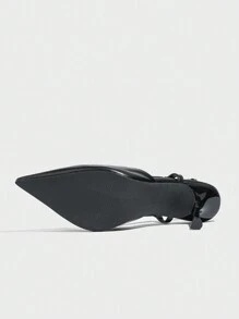 女士时尚简约尖头黑色高跟鞋，2025春夏新款通勤不累细高跟鞋，纯色女士鞋