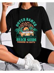 Women's Outerbanks Beach Guide Printed T-Shirt - màu đen - Xem 3