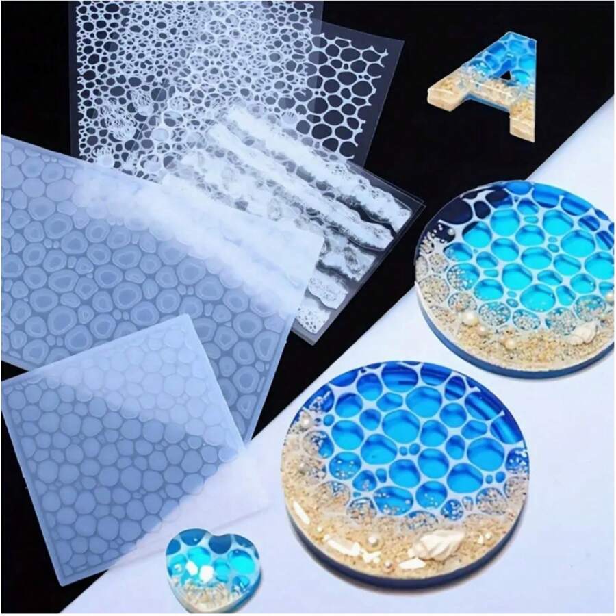 Water Ripple Effect For Resin Molds, DIY Silicone Epoxy Casting Thin Flexible Soft Smooth Sea Ocean Ornament Handmade Art Craft Jewelry Pendant Keychain Necklace Earring Holiday Home Decoration,Paired With Halloween Decorations Christmas Decorations  Fall Gifts - White - View 1