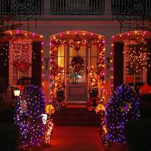KBO JMEXSUSS 168ft 600 LED Halloween Decor Lights Outdoor Clear Wire, Orange Purple String Lights Indoor Plug In,Halloween Lights For Tree Porch Yard Decorations - 橙色到紫色 - 查看 7