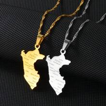 1pc Peru Map Wity City Name Pendant Necklaces For Women Men Gold Color/Silver Color Map Of Peru Jewelry Peruvian - Multicolor - View 8