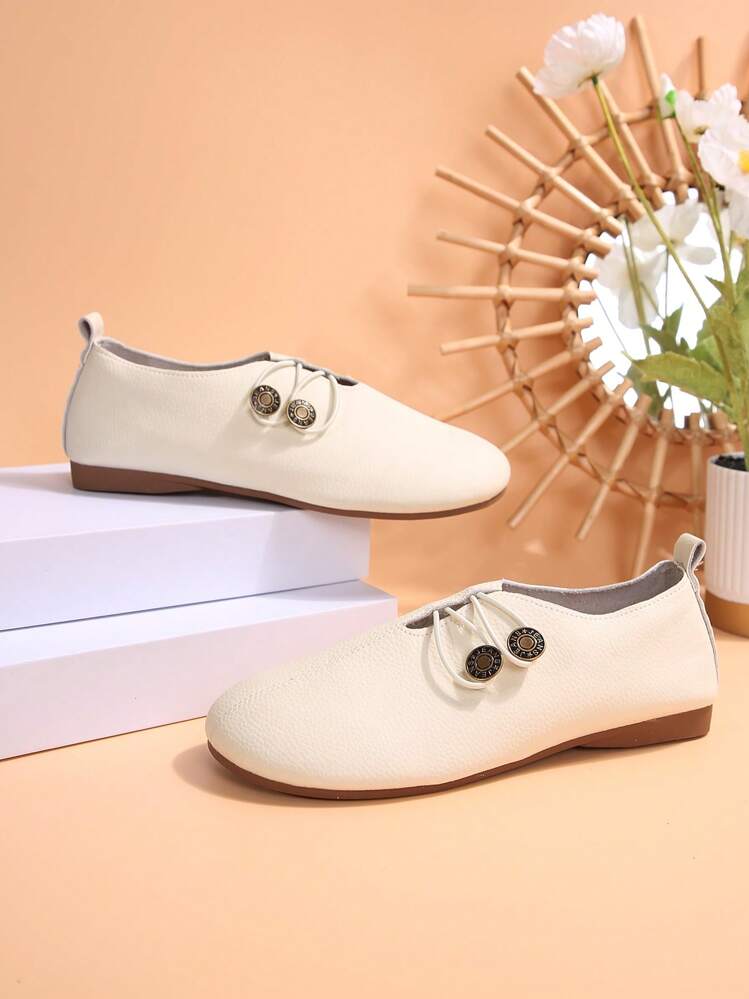 أحذية مسطحة أنيقة للنساء للخارج في الخريف، أحذية رينر خفيفة مريحة وقابلة للتنفس للأمهات، تصغر بمقاس واحد - أبيض - مشاهدة 7