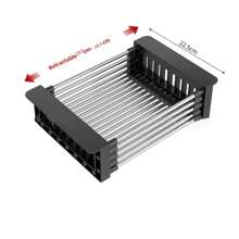 可调节碗碟架，带不锈钢沥水篮，放置在水槽上 - 便携式可伸缩节省空间的水果和蔬菜溶液水槽、碗碟、沥水架 - 彩色 - 查看 6