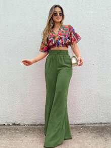 Women Pants - 橄欖綠 - View 1