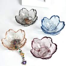 1pc Flower Ring Dish Jewelry Tray, Small Glass Jewelry Dish For Women, Room Decor Trinket Tray For Earrings Necklaces, Wedding Engagement Ring Holder Dish, Key Dish Jewelry Plate Bowl Gift Back To School