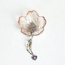 1pc Flower Ring Dish Jewelry Tray, Small Glass Jewelry Dish For Women, Room Decor Trinket Tray For Earrings Necklaces, Wedding Engagement Ring Holder Dish, Key Dish Jewelry Plate Bowl Gift Back To School