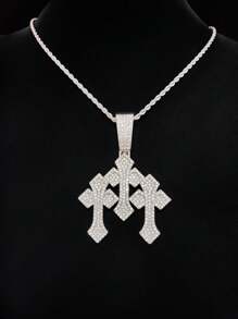 1 件创意吊坠、1 件 13 毫米宽链条和 1 件 3 毫米宽不锈钢绳链 - 男女通用时尚嘻哈复古项链，适合日常佩戴或派对，2 种链条款式 - 銀色 - 查看 6